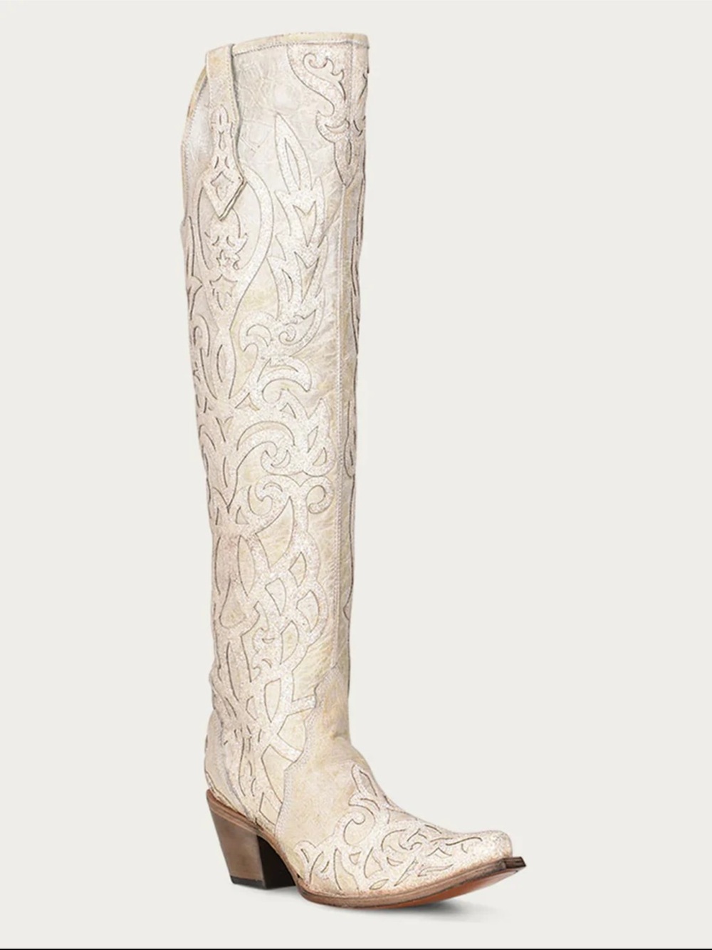 Corral Ivory Embroidered Over-the-Knee Western Boots